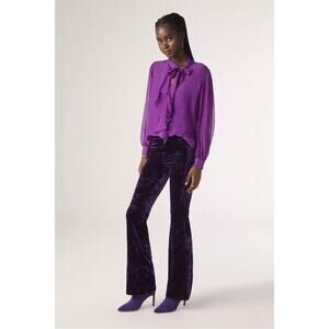 ba&sh Lolita Velvet Bootcut Pants Violet Size 38 US6 NWT Parisian Chic Statement